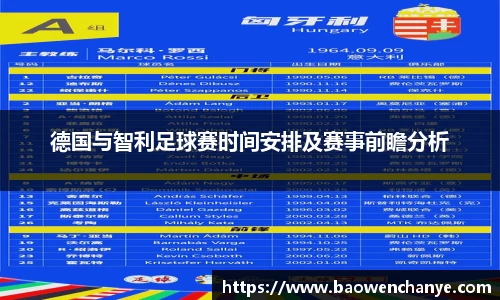 德国与智利足球赛时间安排及赛事前瞻分析